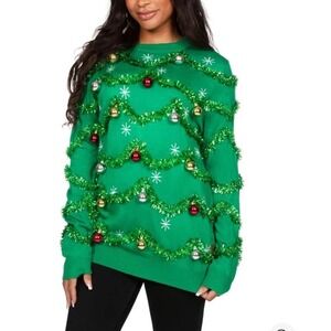 Tipsy Elves Ulgy Christmas Sweater Unisex XL Garland Tinsel Bells Holiday Party